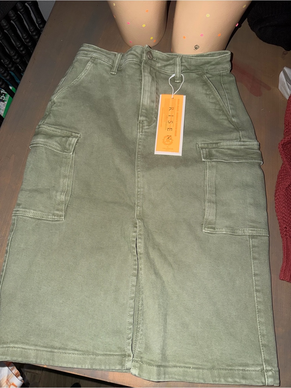 Rise Olive Utility Cargo Skirt